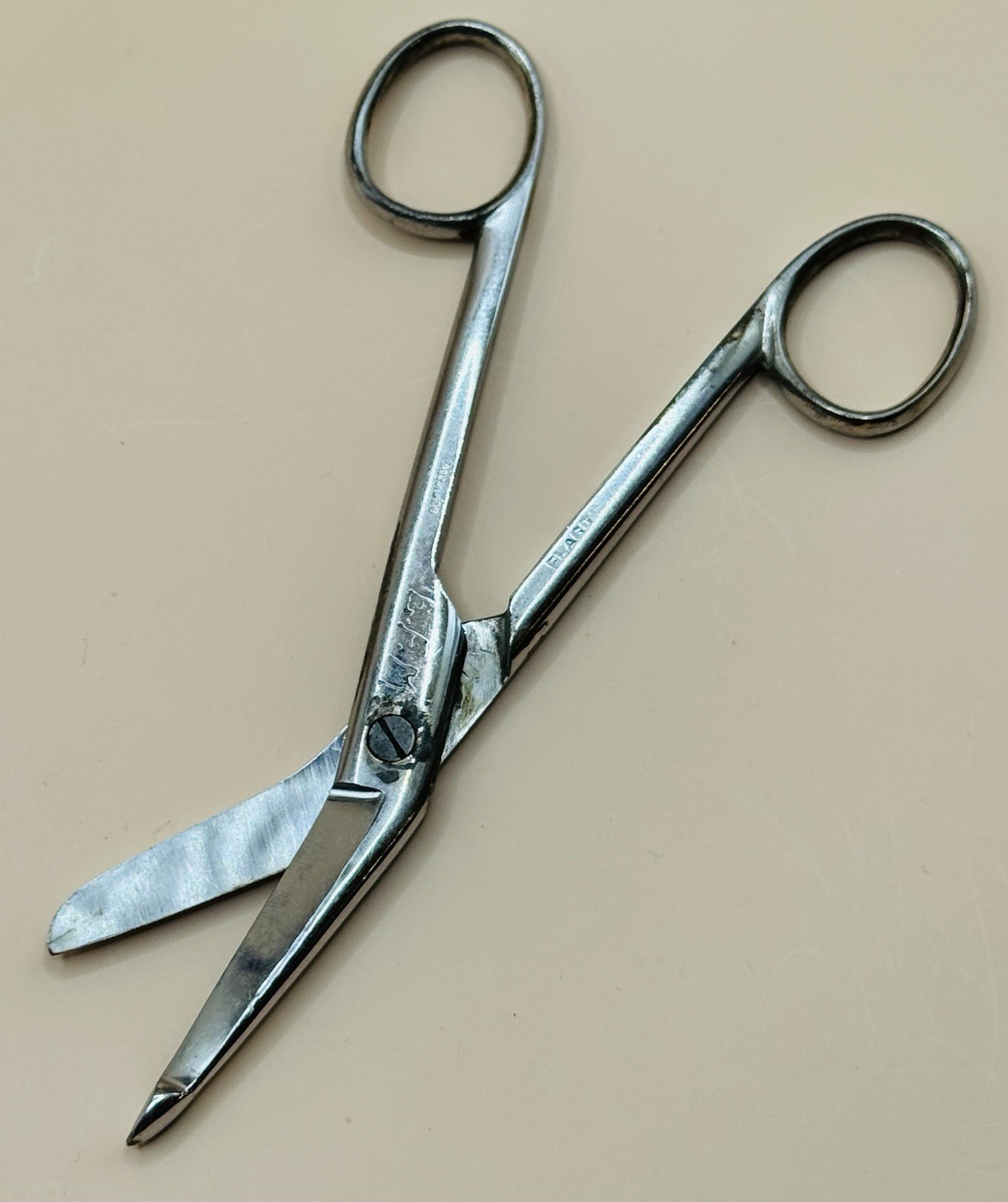 Vintage FLAGG Lister Medical Bandage Scissors Made In Germany Chrome Plated