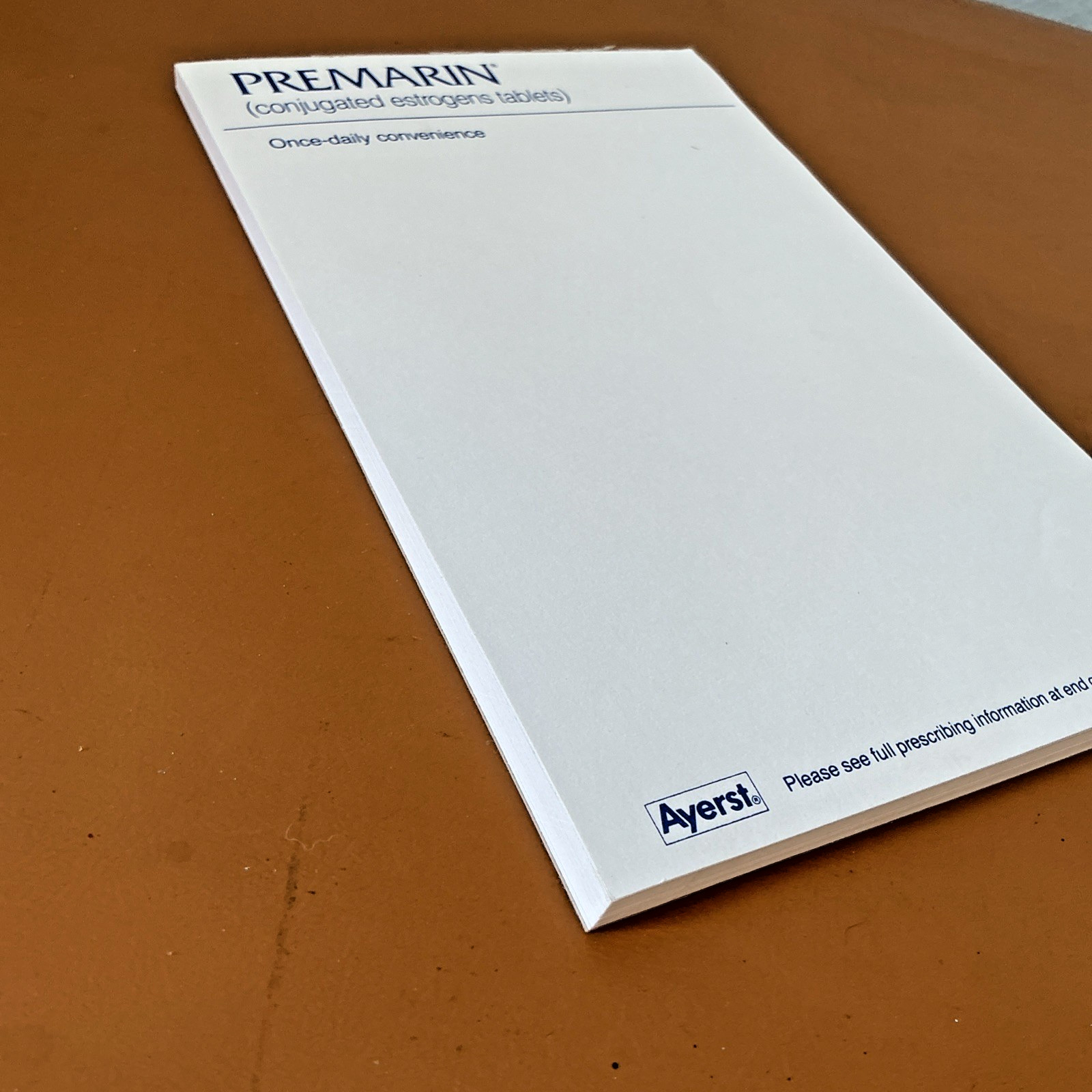 Vintage Premarin Pharmaceutical Rep Advertising Notepad Promotion Unused 8.5×5.5