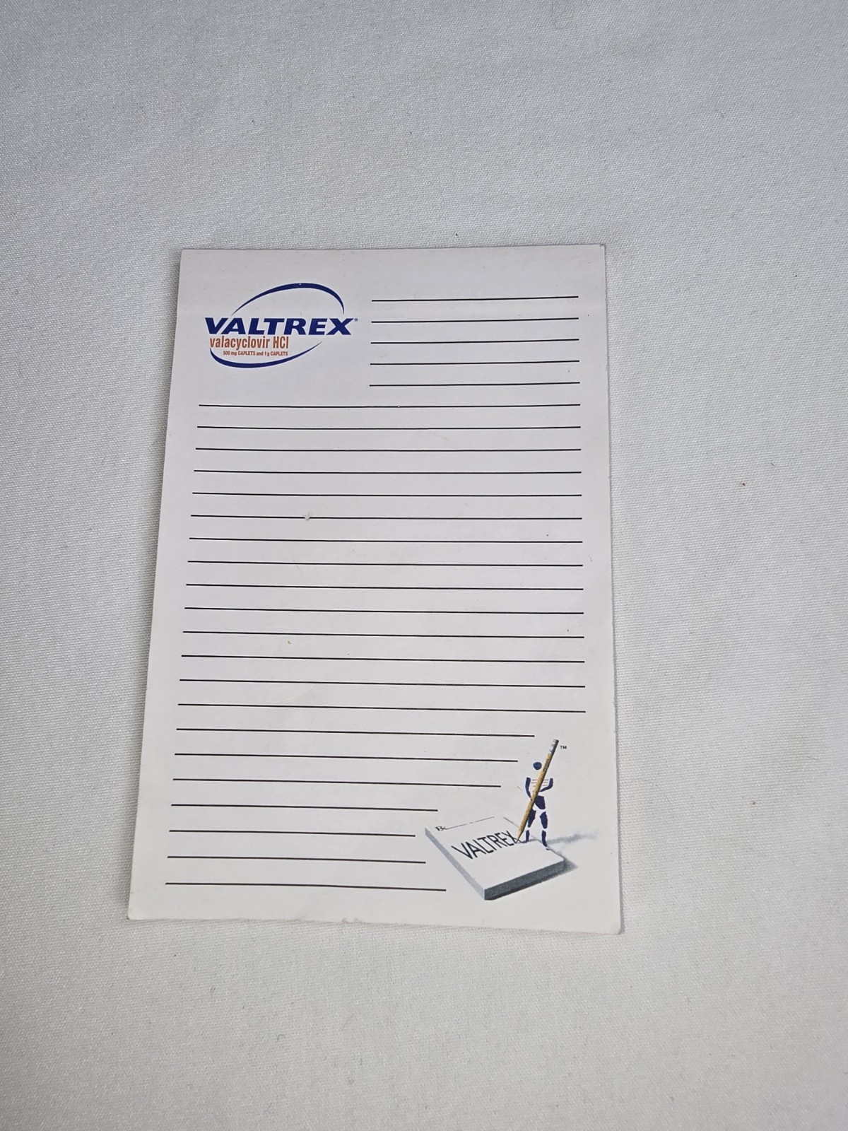 Valtrex Notepad Drug Rep Pharmaceutical Advertising Promo Item