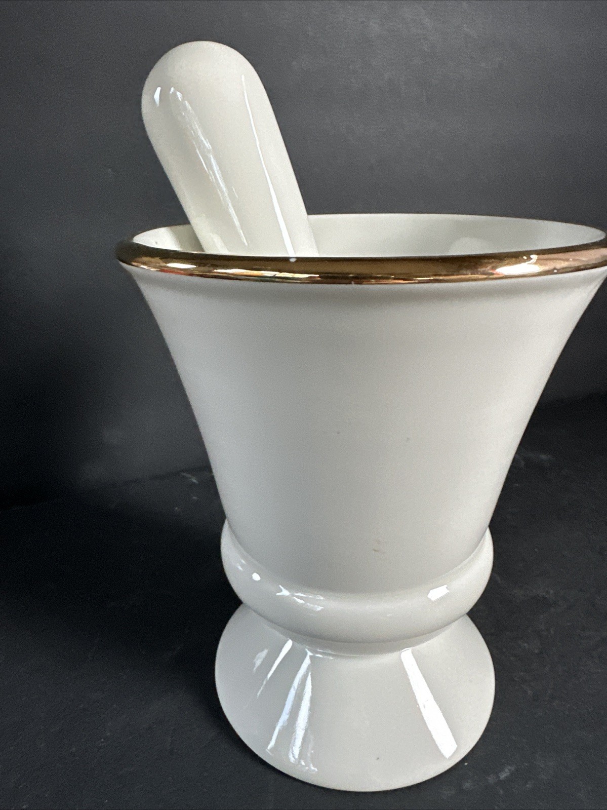 Vintage Owens Illinois RX Porcelain Pharmacy Apothecary Mortar & Pestle Set#R19