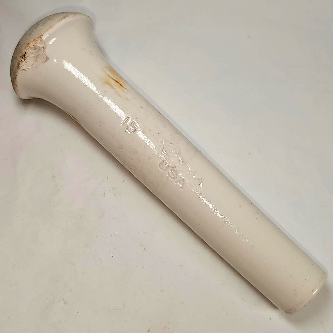 VTG Large Coors USA Heavy White Porcelain #15 Pestle 7 3/4″ long 2 1/4″ diameter