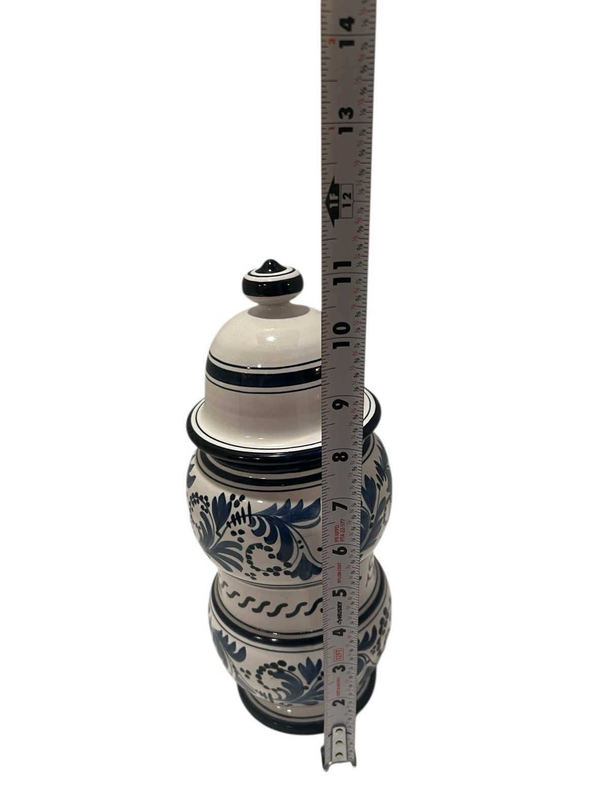 Vintage Italian Ceramic Blue White Apothecary Jar Pharmacy Vase Hand Painted