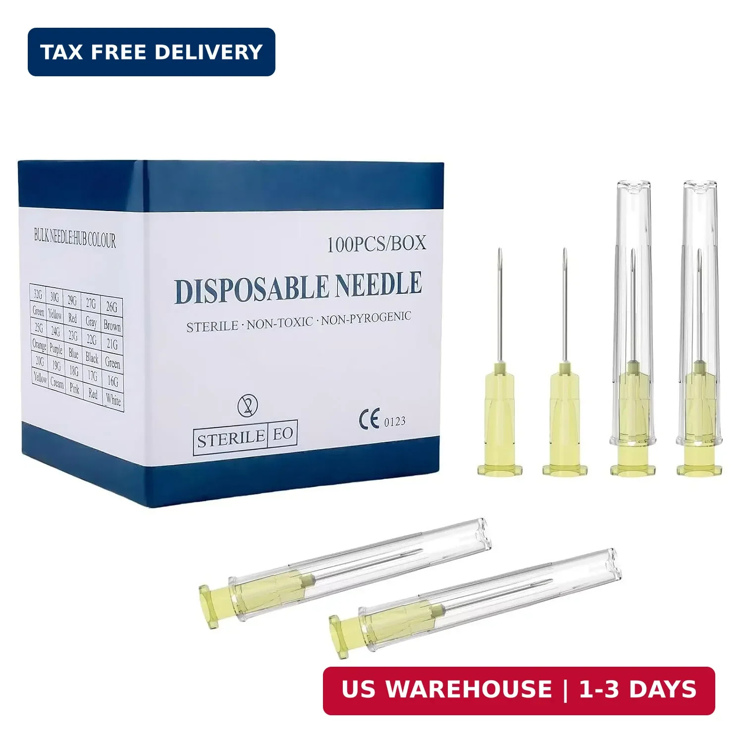 20 Gauge 1-Inch(25mm) Needle Luer Lock Lab Accessories, with Cap, Individually W