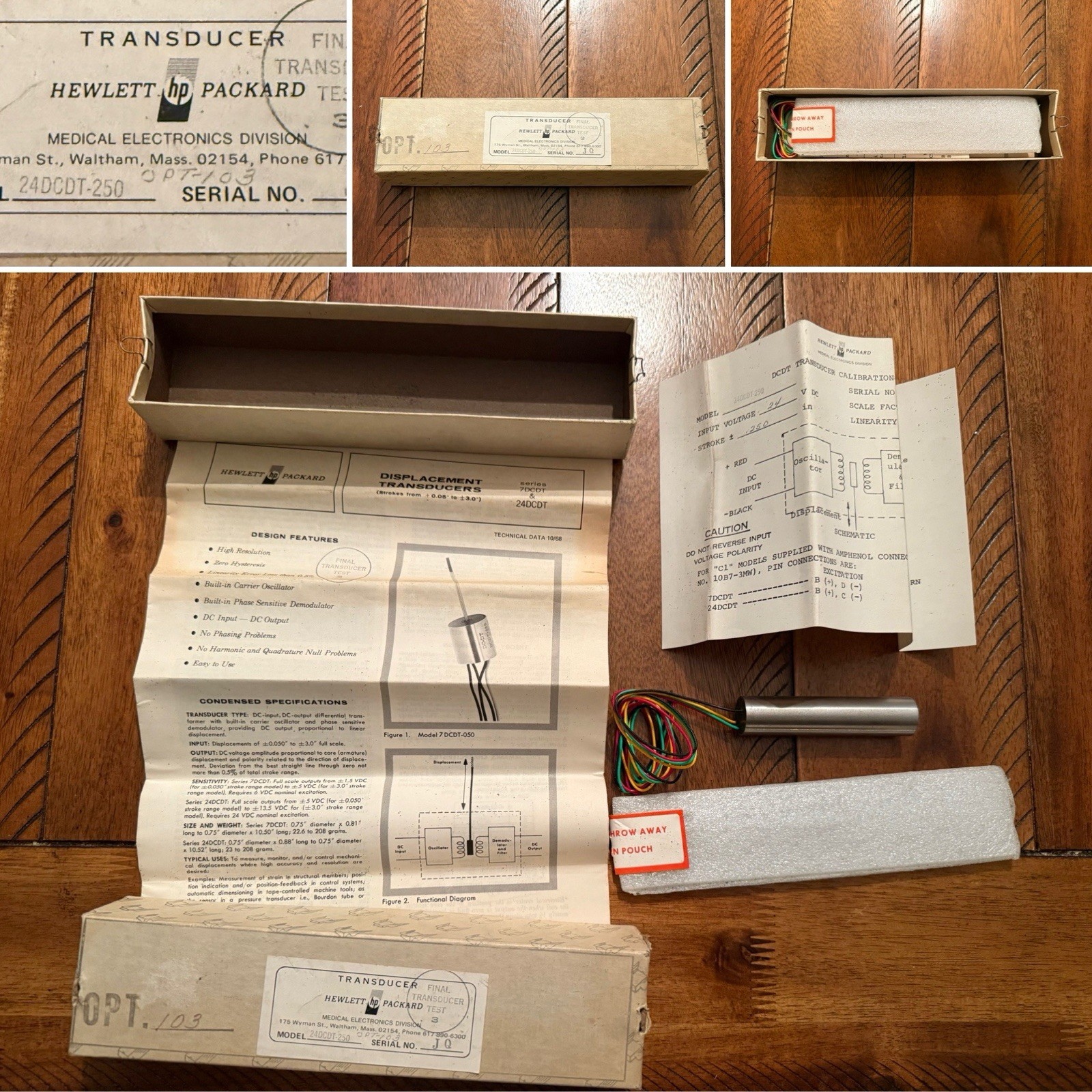 Hewlett Packard Vintage 1960s Medical Electronics Transducer Unused W Core READ*