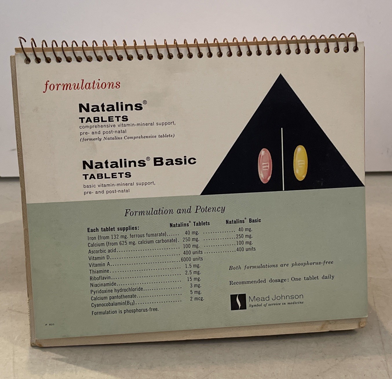 Vintage Mead Johnson Baby Development Flip Chart Natalins Prenatal Tablet Book