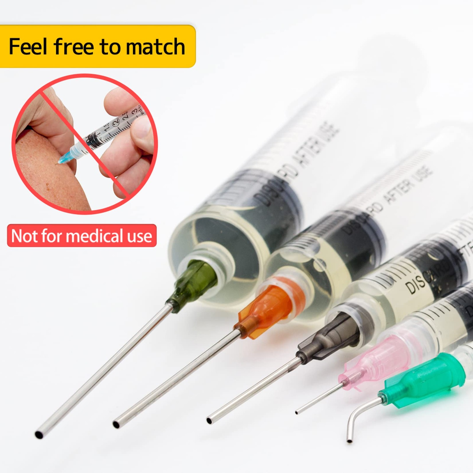 Glue Applicator Syringe with Blunt Tip Needle and Cap, for Liquid, Glue,…