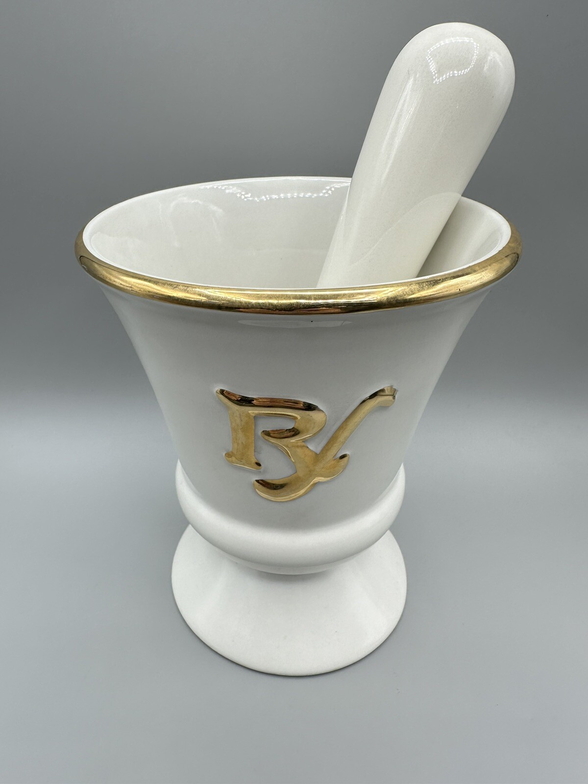RARE Vintage Owens Illinois RX Porcelain Pharmacy Apothecary Mortar & Pestle Set