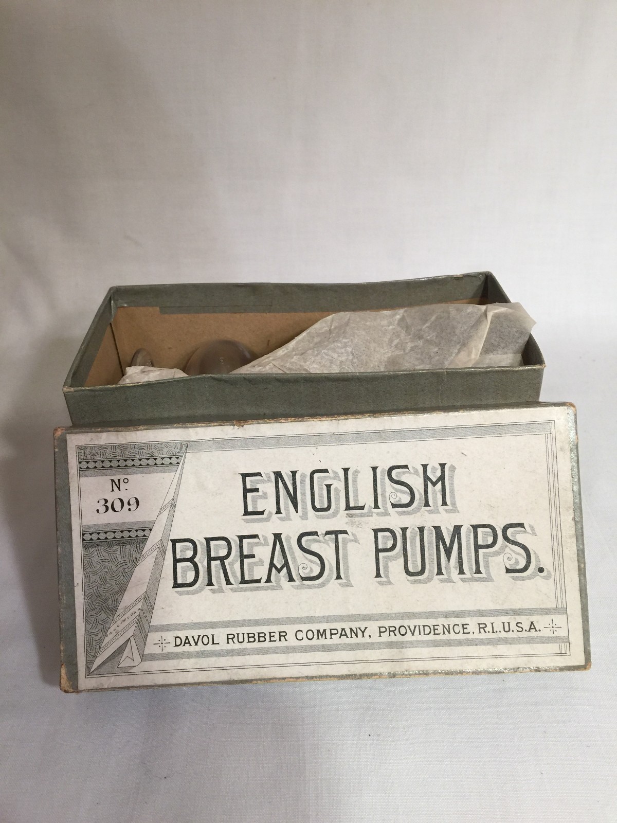 Vintage United States Rubber Company English Breast Pump No. 304 w/ Box -Glass