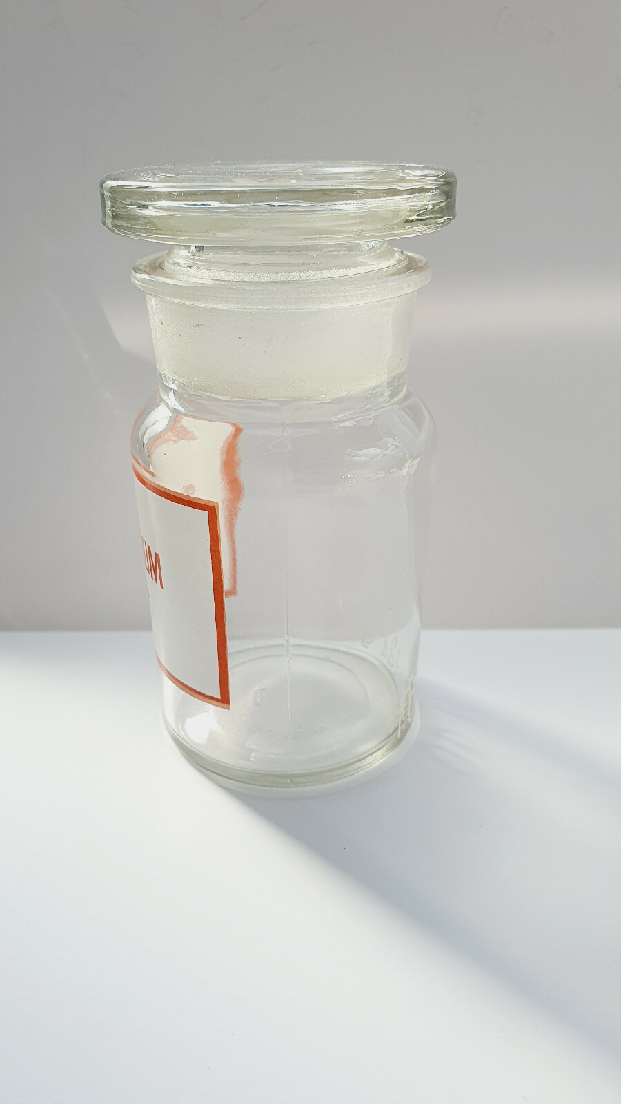 COFFEINUM, Vintage Glass Apothecary Pharmacy Clear Jar, 100 ml, with Cap