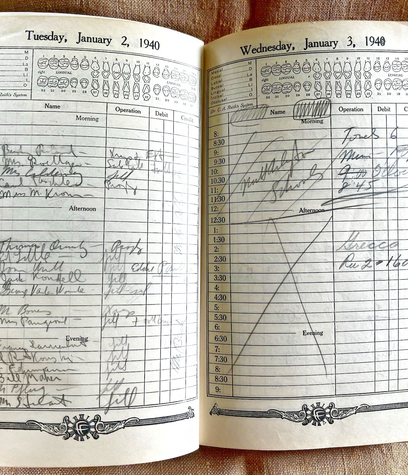 Estate Find 1940 Vtg Dentist L.D. Caulk Dental Depot Appointment Book Teeth