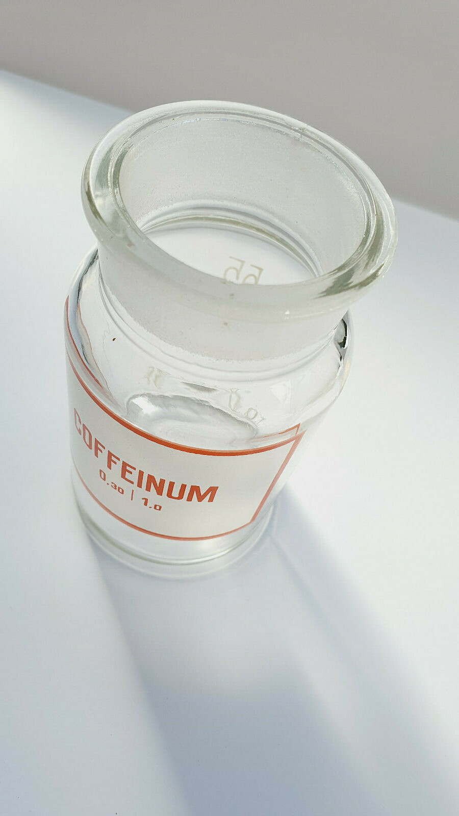 COFFEINUM, Vintage Glass Apothecary Pharmacy Clear Jar, 100 ml, with Cap