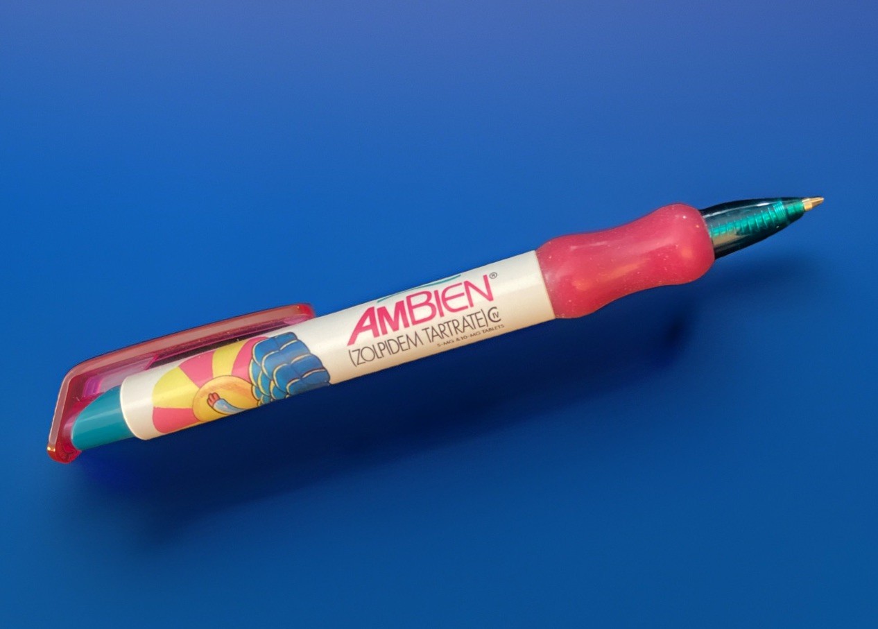 Ambien PEN Drug Rep Pharmaceutical Promo Medical Advertising Rare Pink – Working