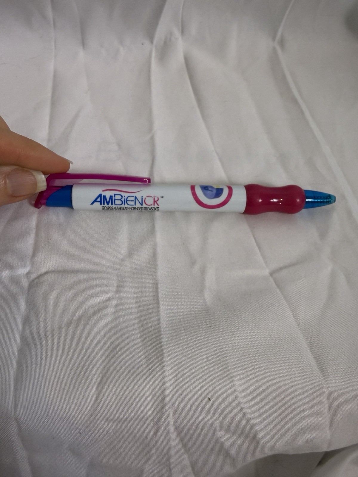 Ambien Drug Rep Pharmaceutical Advertisement Promo Pen, Hot Pink Grip, Works