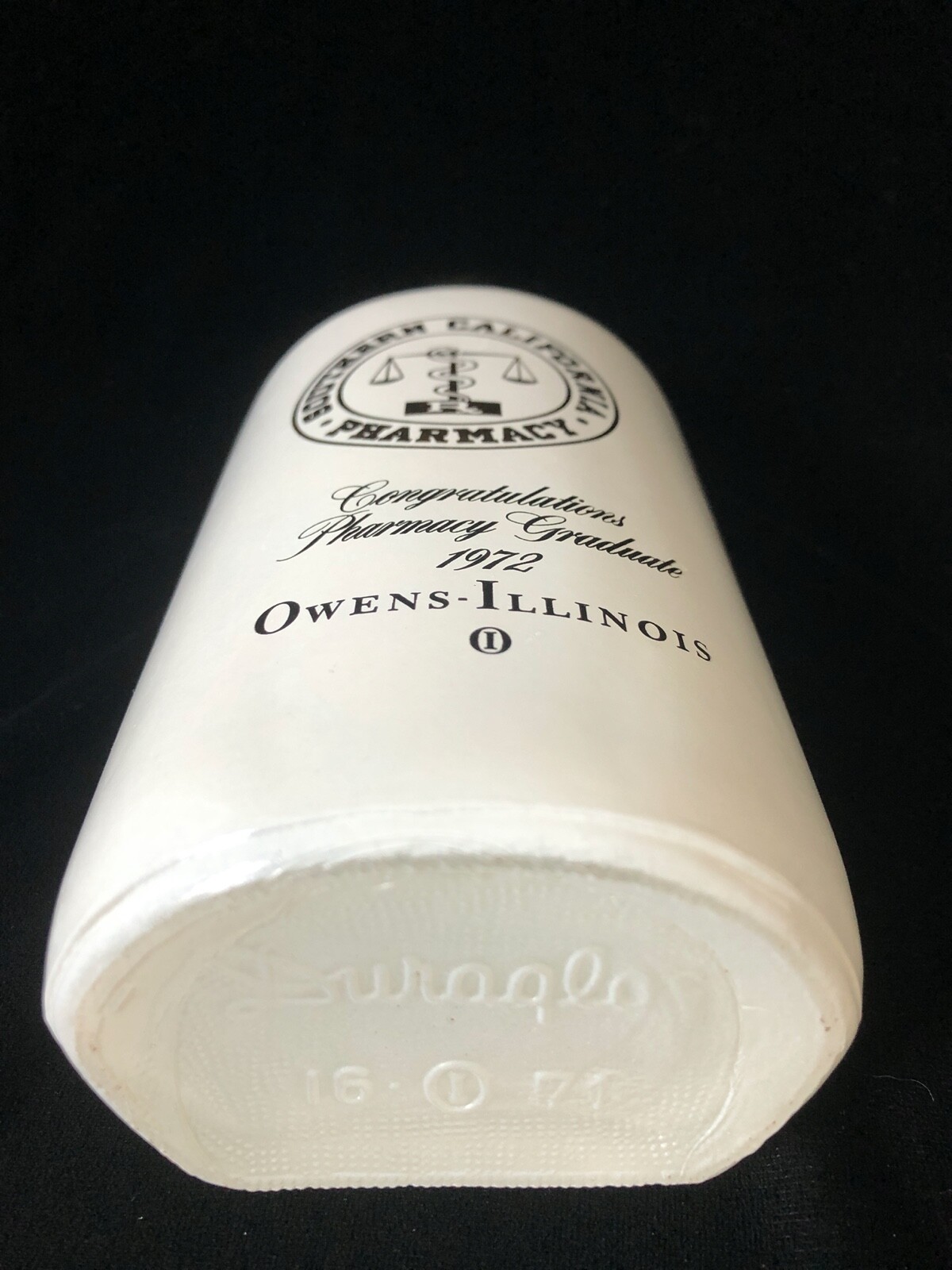 1972 Pharmacy Graduate Owens-Illinois University of Southern California Bottle .