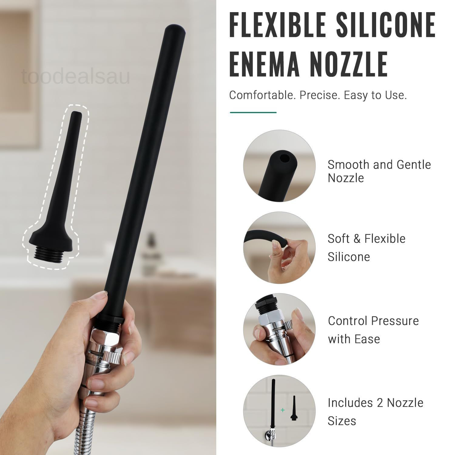 Shower Enema System with Water Control Valve and Polished Chrome，matte Black