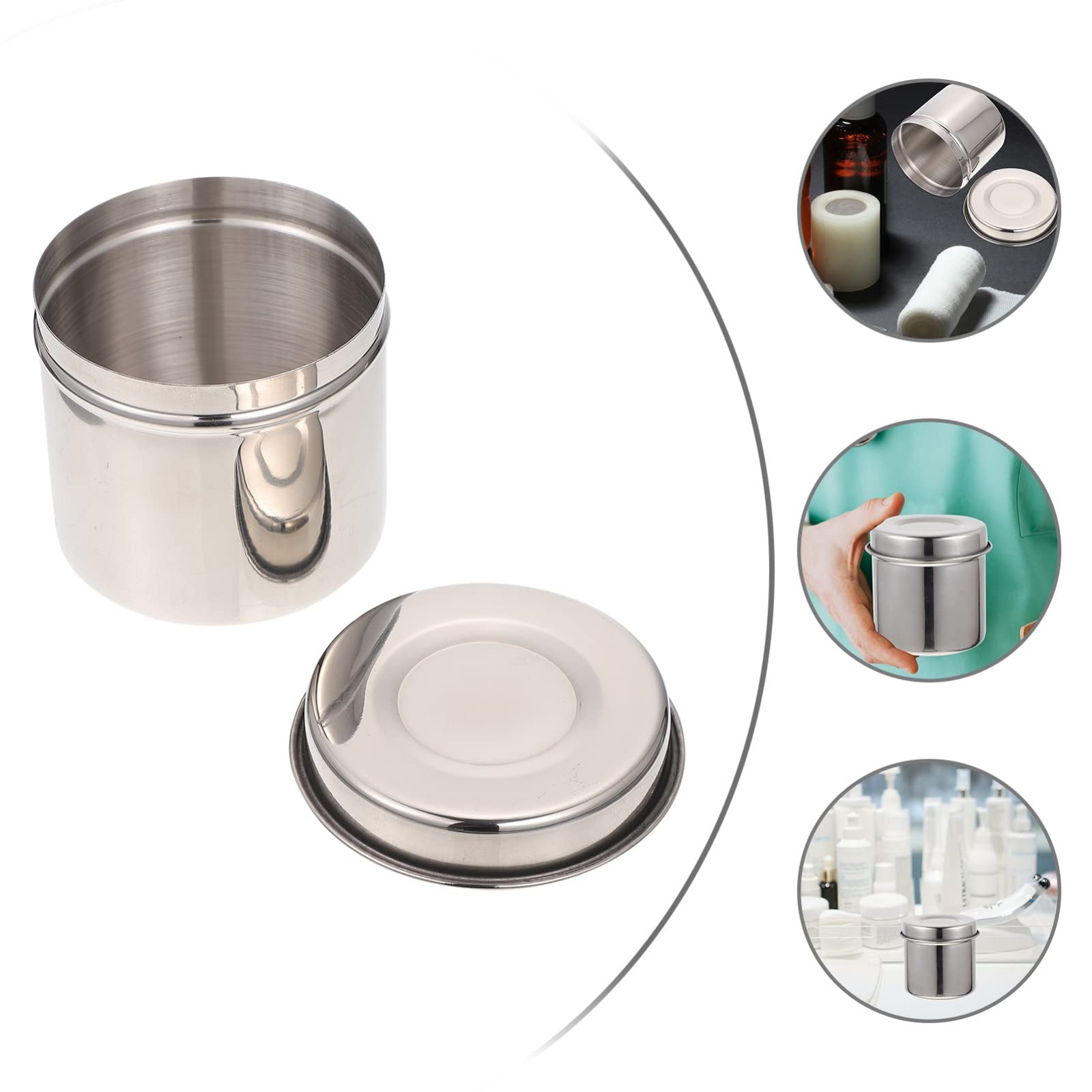 Stainless Steel Gauze Jar 2pcs 304 Stainless Steel Jar Cotton Container Bottl…