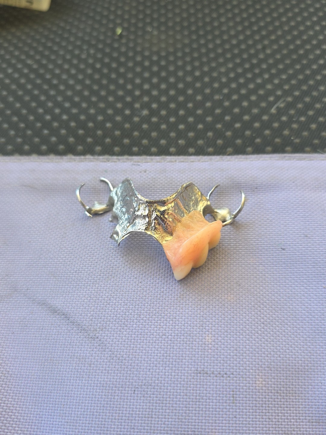 Old Medical Oddities Vintage Silver Dental Partials Bridge Dentist Fake Teeth D7