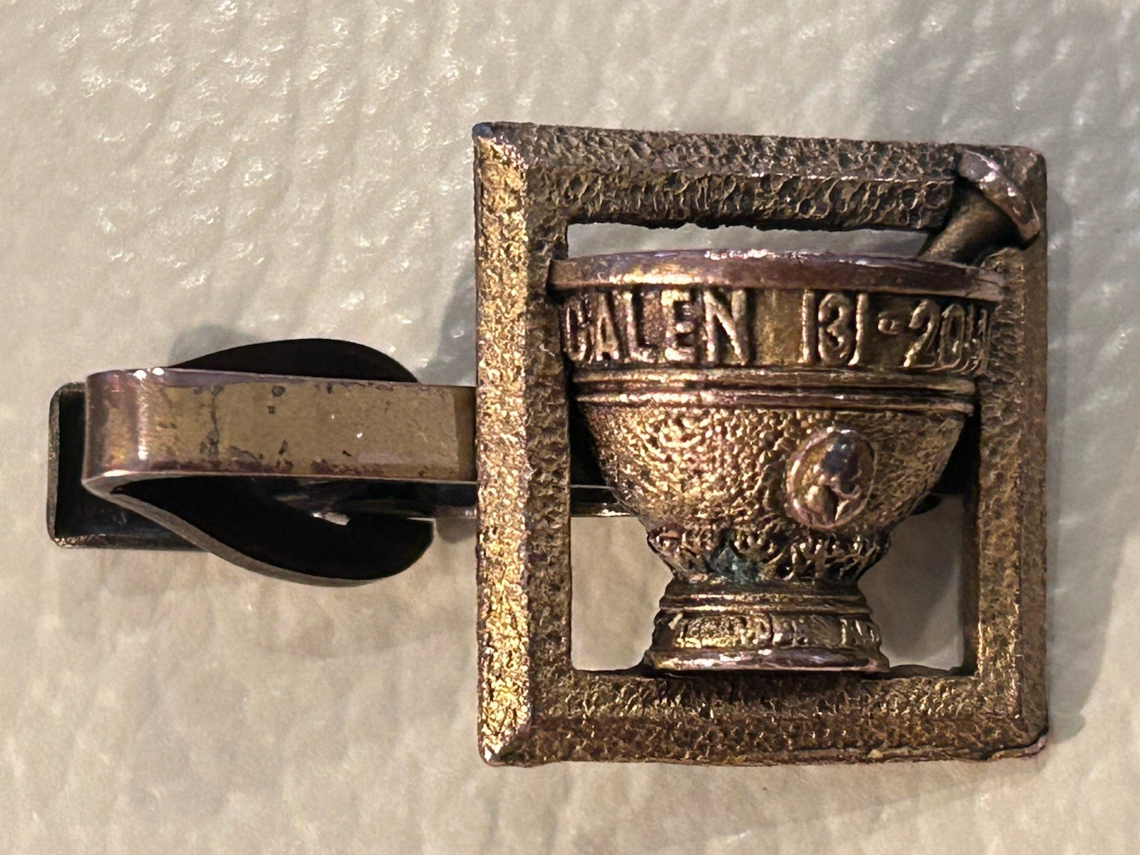 Galen of Pergamon 31-201AD Mortar & Pestle Tie Bar Clip RX Cast Bronze Vintage