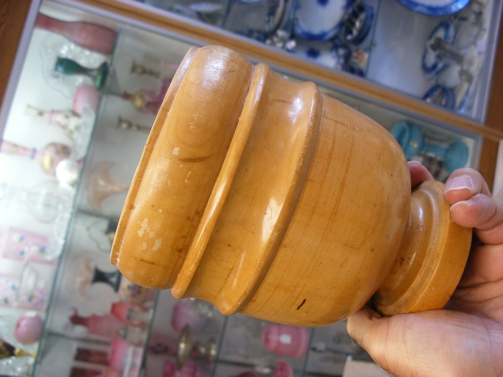 Antique Vtg Primitive Pharmacy Apothecary Wood Mortar and Pestle