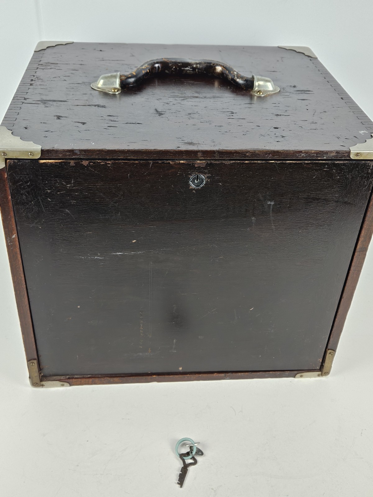 Antique Portable Travel Oak Locking Dentist Dental Tools Cabinet with Key