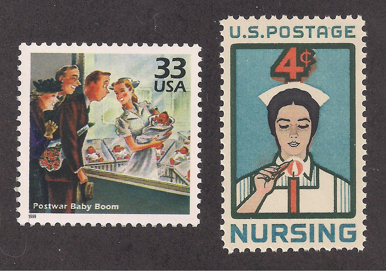 NURSING / MATERNITY WARD – 2 U.S. POSTAGE STAMPS – MINT CONDITION
