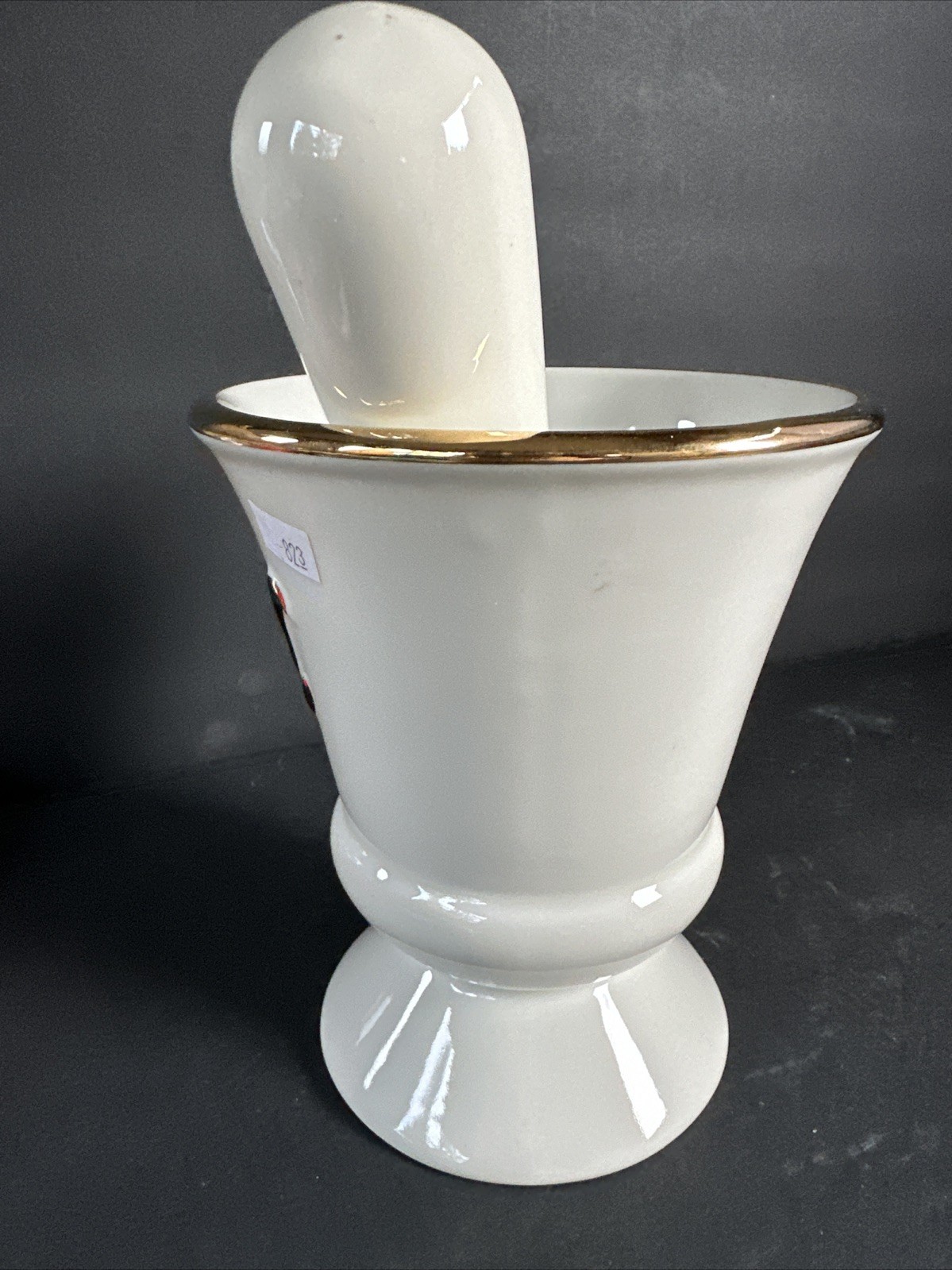 Vintage Owens Illinois RX Porcelain Pharmacy Apothecary Mortar & Pestle Set#R19