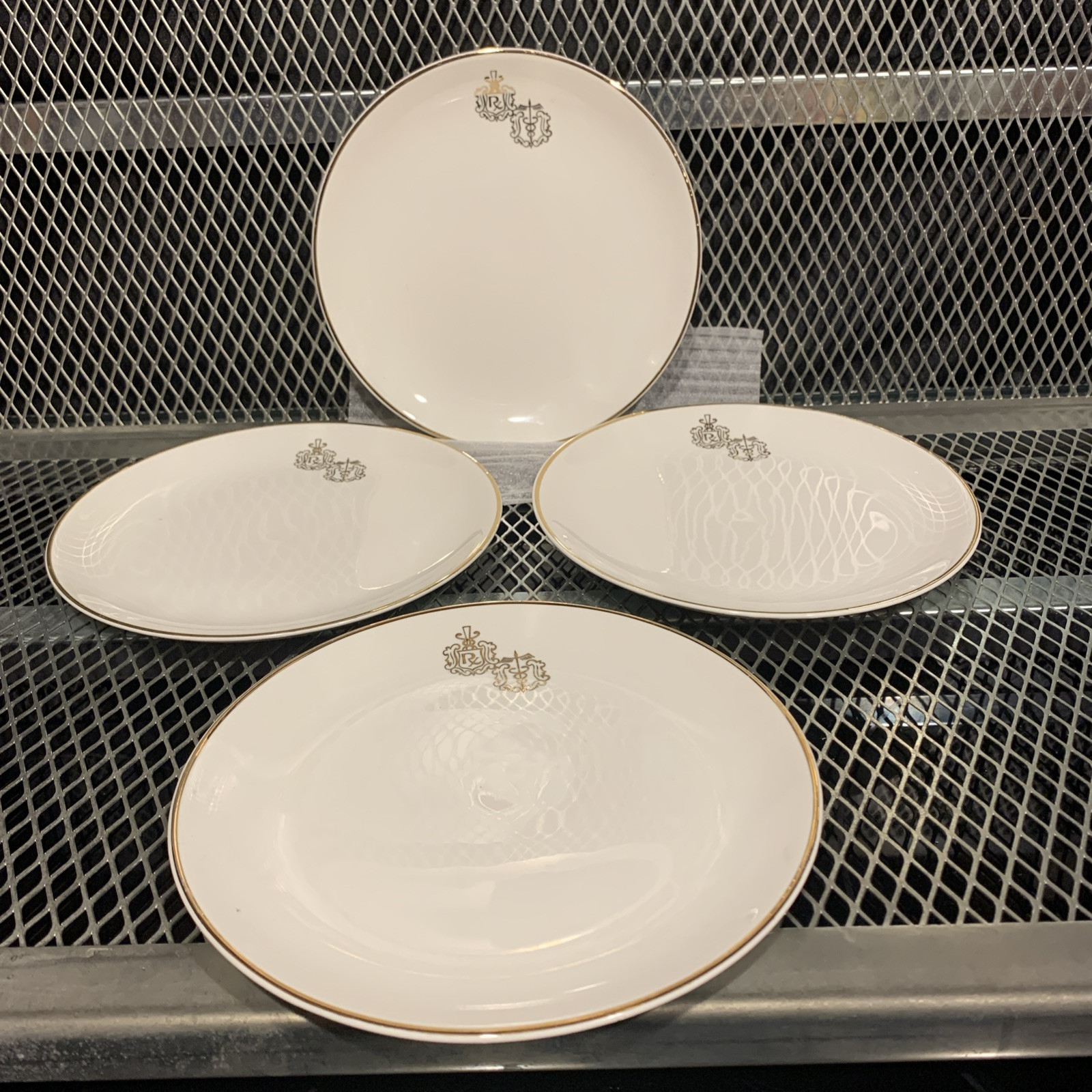 VINTAGE HALL CHINA 4 Piece Salad / Hordherves Plates PHARMACY PHARMACIST RX