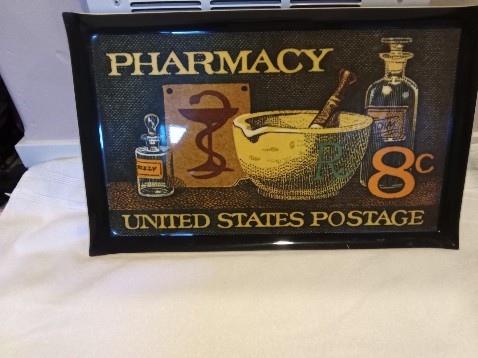 Vintage Pharmacy United States Postage 8¢ Heavy Plastic Tray 21 x 13” 1970’s bar
