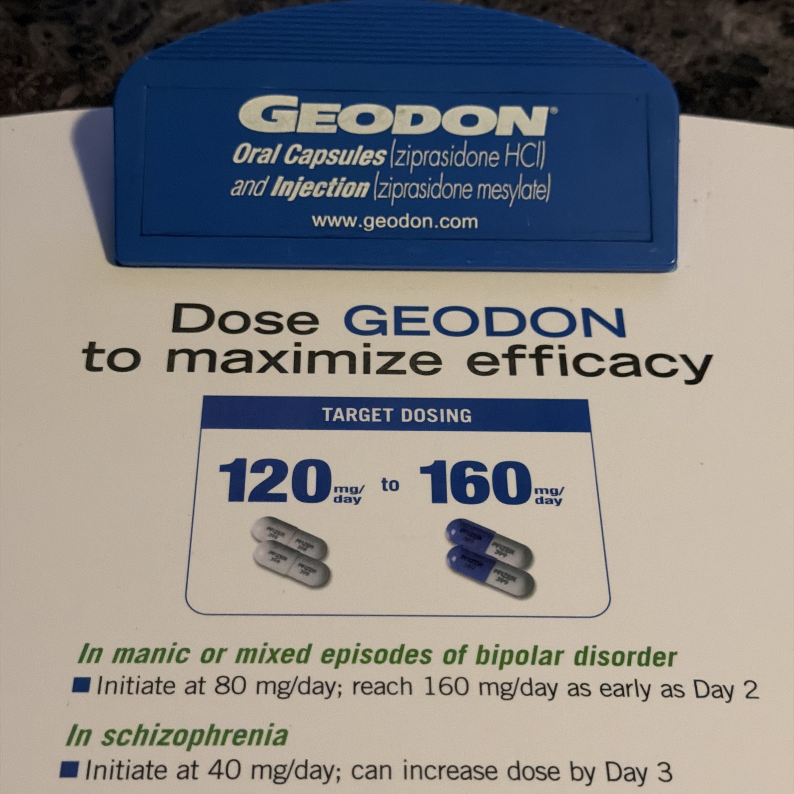 Geodon Clipboard Drug Rep Promo 2000s