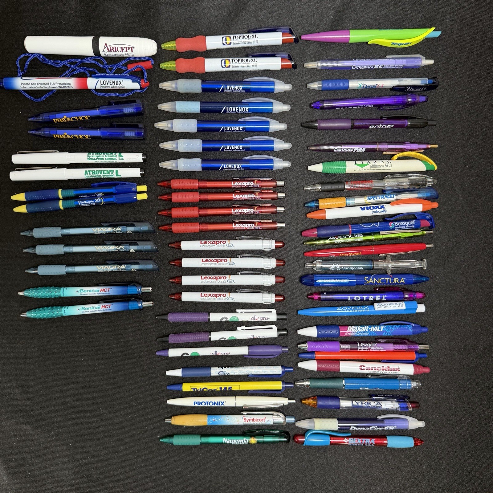 Lot Of 61 Pharmaceutical Drug Rep Pens & Hi-Lighter Promo Viagra Lexapro Allegra