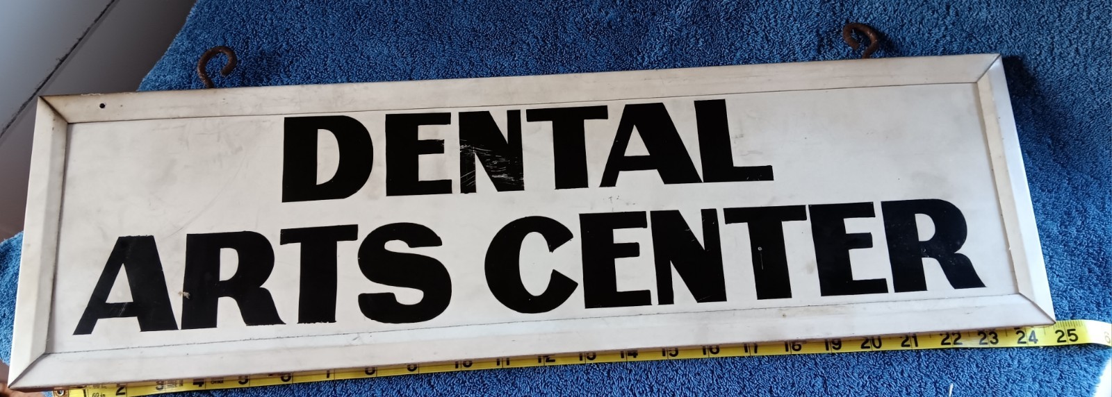 Vtg DENTIST Office SIGN 2 SIDED DENTAL ARTS CENTER Dr Outdoor B&W Sturdy 1970s