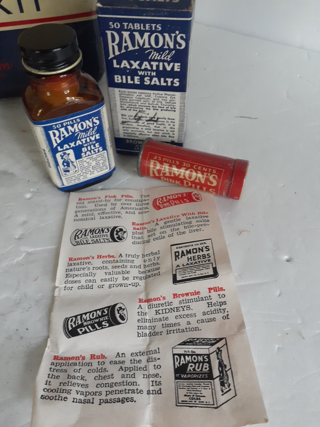 Vintage Mixed Lot, Ramon’s Pink Pills, Bile Salts In Orig Box, ZBT Powder,Optus
