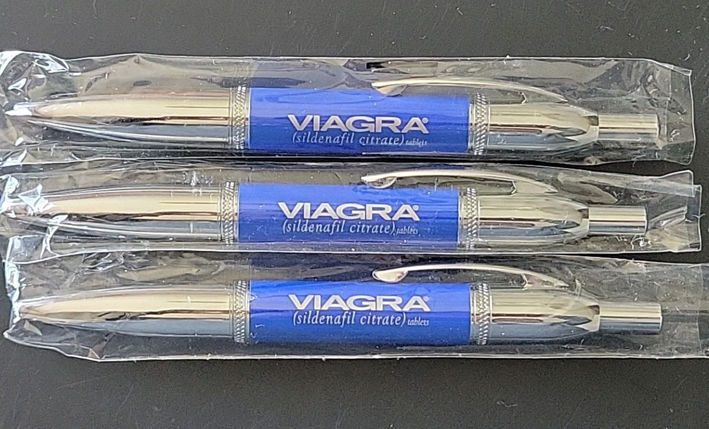 Drug Rep VIAGRA Collectible Heavy Metal Click Pen RARE Lot Of 3 NIP