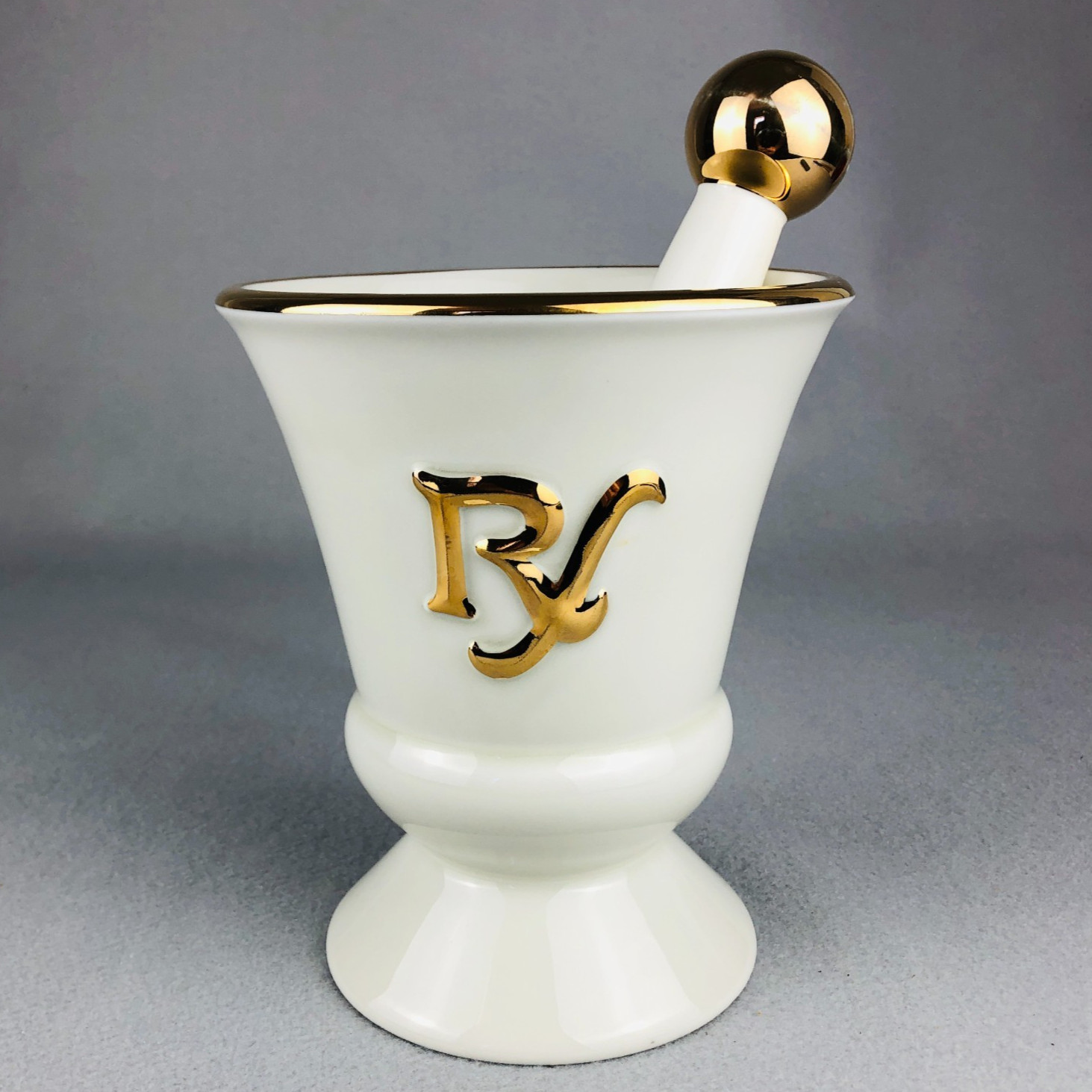 OWENS ILLINOIS Pharmacy Mortar Pestle VTG Porcelain BIG APOTHECARY STORE DISPLAY