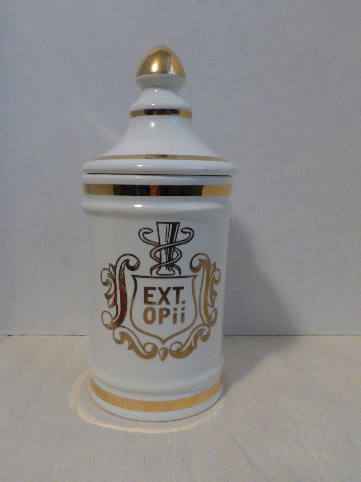 Owens Illinois EXT OPii (Opium Extract) Apothecary Jar Ceramic Pantry Canister