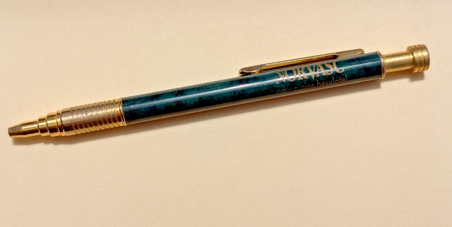 Norvasc Heavy Metal Click Button Drug Rep Pen Pharmaceutical Medical Promo