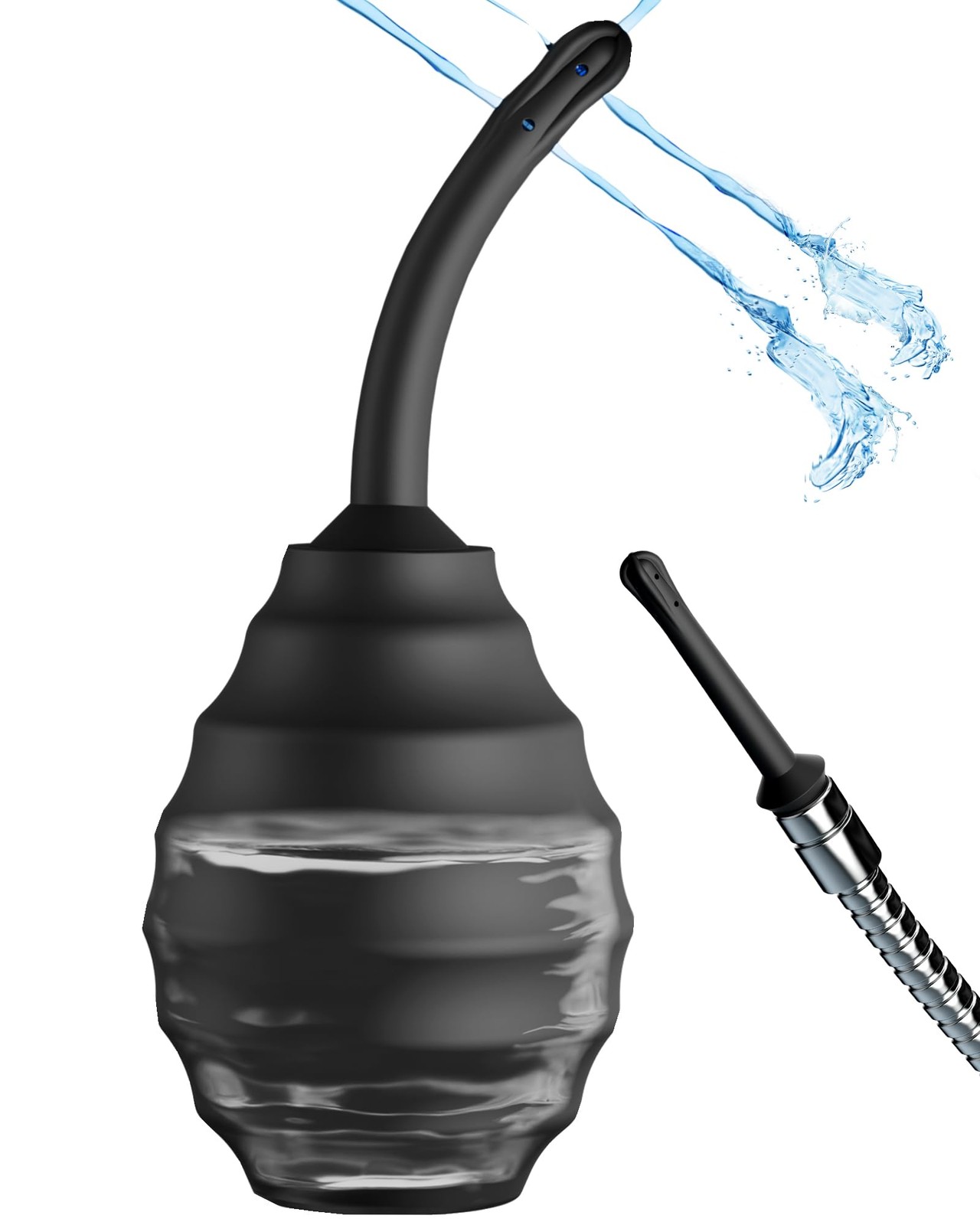 Beisar Enemas Anal Douche for Men Women – 9 Hole Anti Backflow Enema Black