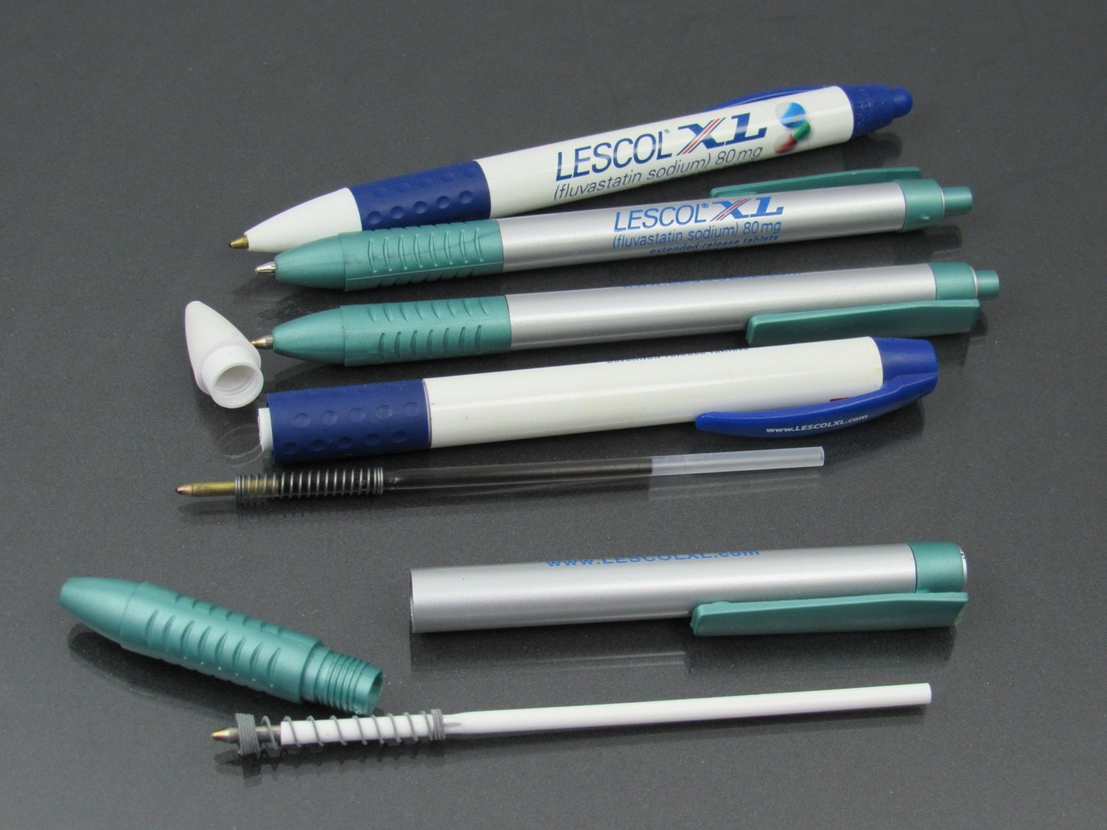 Lescol PENS Drug Rep Pharmaceutical Promo Advertising Lot of 5 BIC & Thin Silver