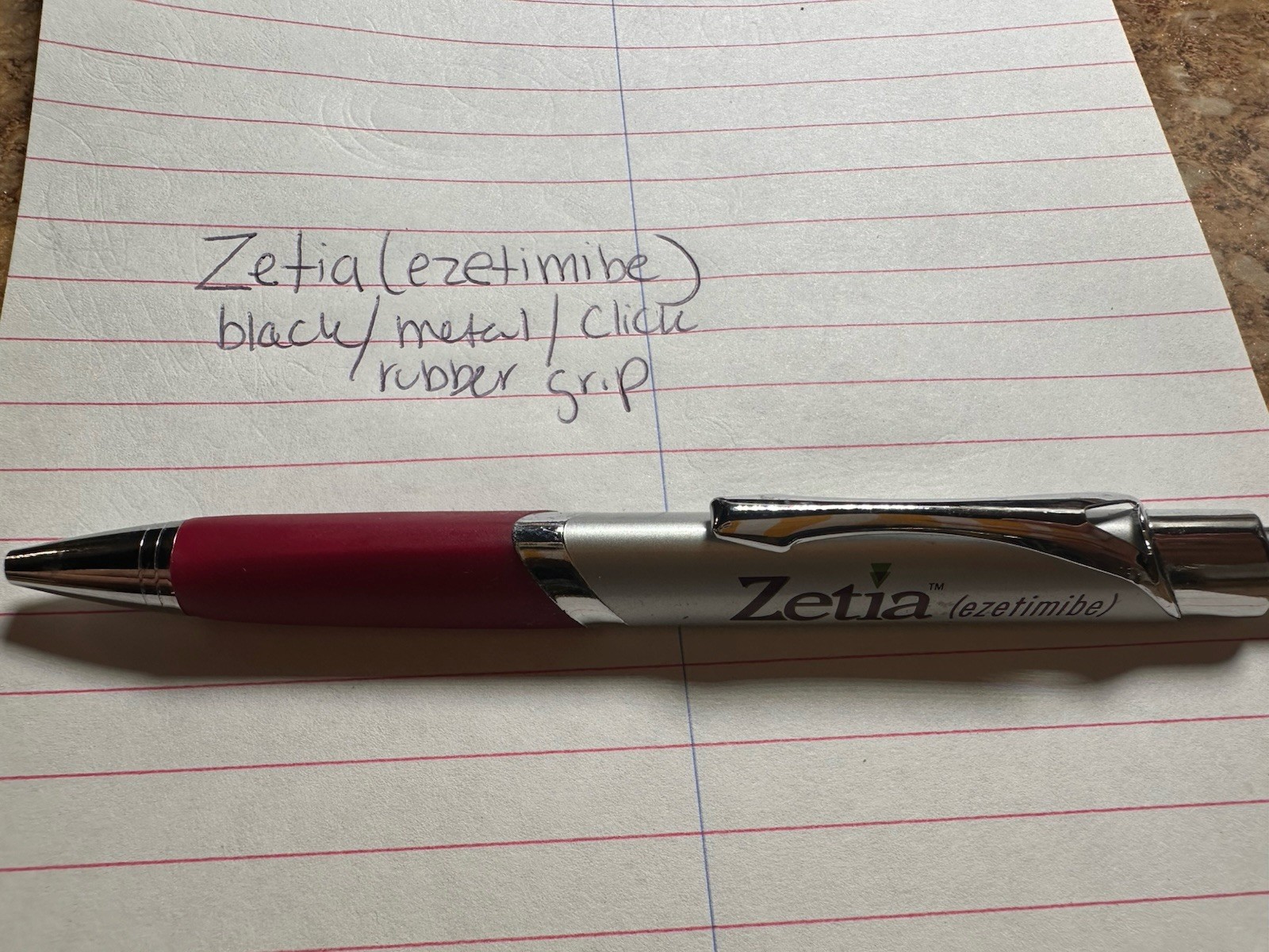 Zetia Drug Rep Promo Pen Heavy Metal Click Black Ink
