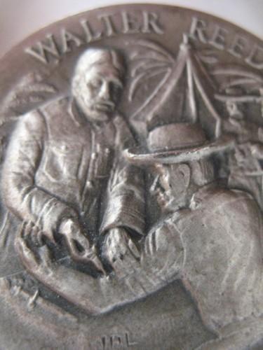 1+ OZ LONGINES SOLID.STERLING SILVER 1901 WALTER REED 3D HIGH RELIEF COIN +GOLD