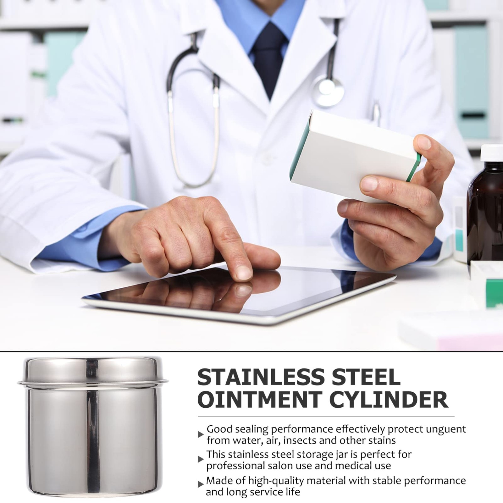 Stainless Steel Gauze Jar 2pcs 304 Stainless Steel Jar Cotton Container Bottl…