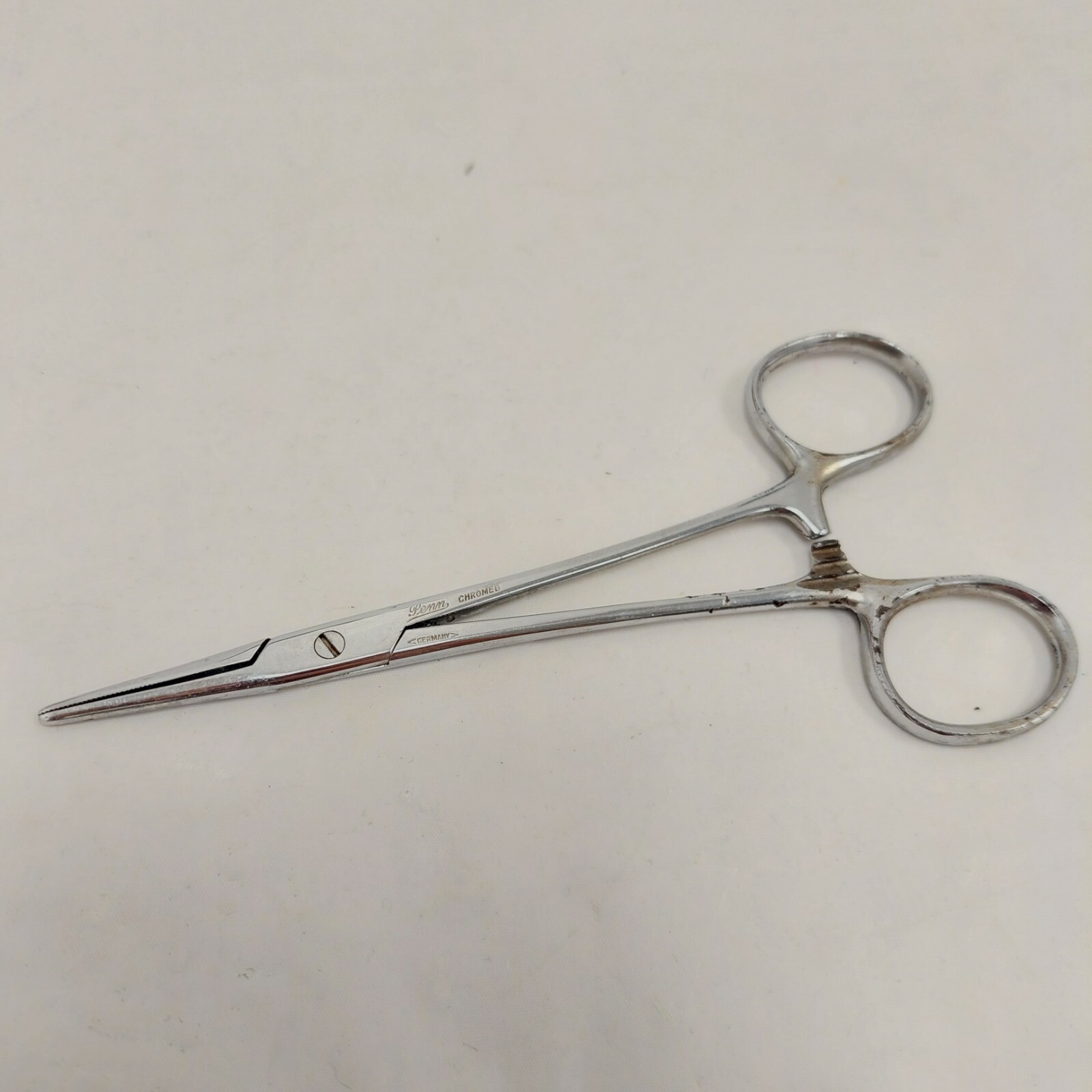 Vintage Retro Chrome Medical Tools Penn Germany Tweezer Scissors 5″ Rare