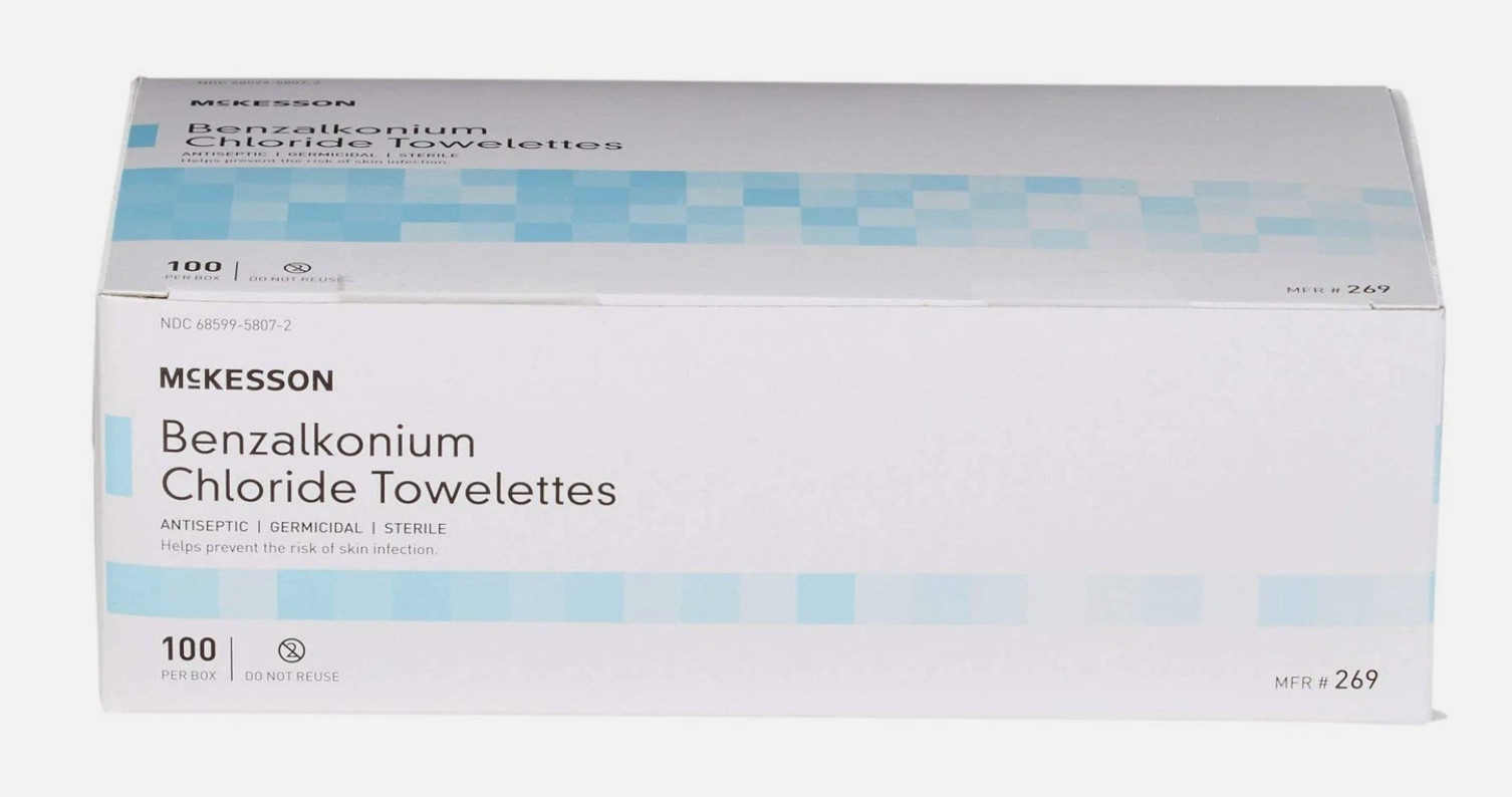 McKesson Benzalkonium Chloride Towelettes [Pack of 100] 100 Count (Pack 1)