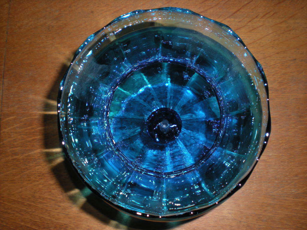 Lg Blue Apothecary Jar Vtg Hand Blown Empoli Italian Canister Circus Tent Lid