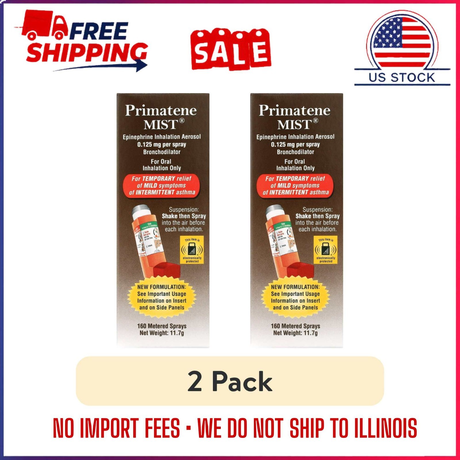 HOT SALE (2 pack) Primatene MIST Epinephrine Oral Inhalation Aerosol, US STOCK