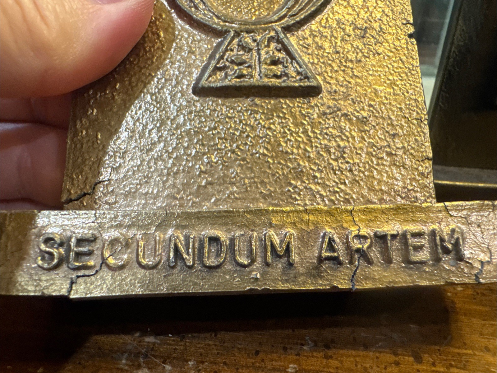 Vintage Tinactin Apothecary Symbols Pharmacy 3 Bronze Metal Paperweight Bookends