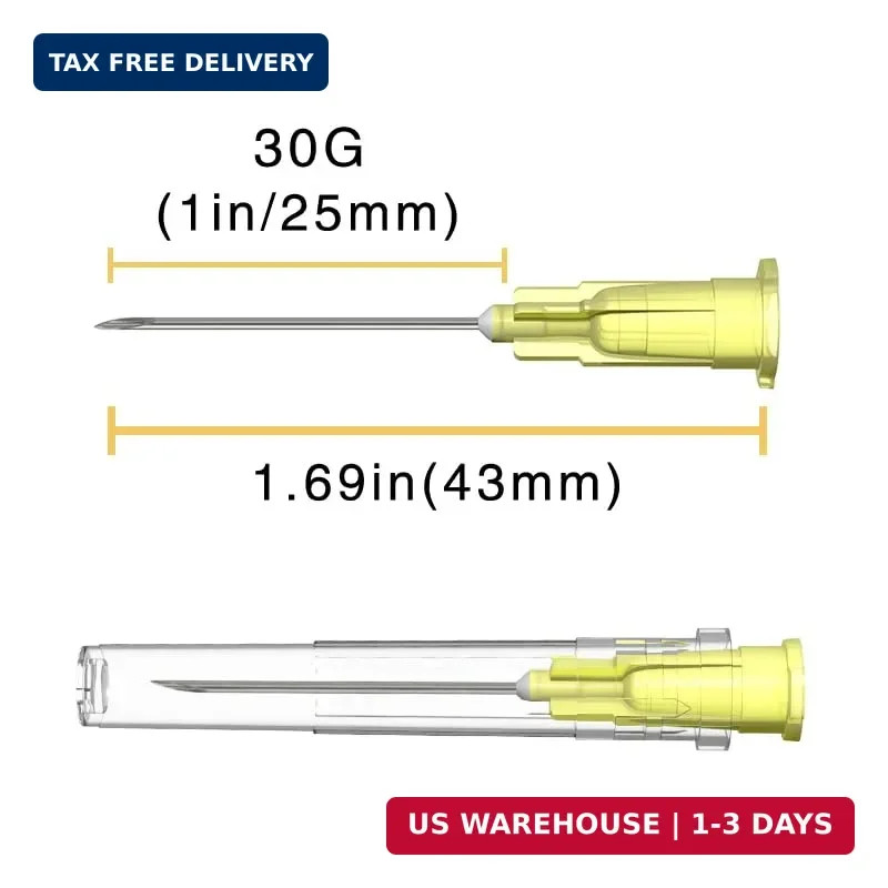 30 Gauge 1 Inch Needle: 100 Pcs Luer Lock Needles – Individually Sealed Packages