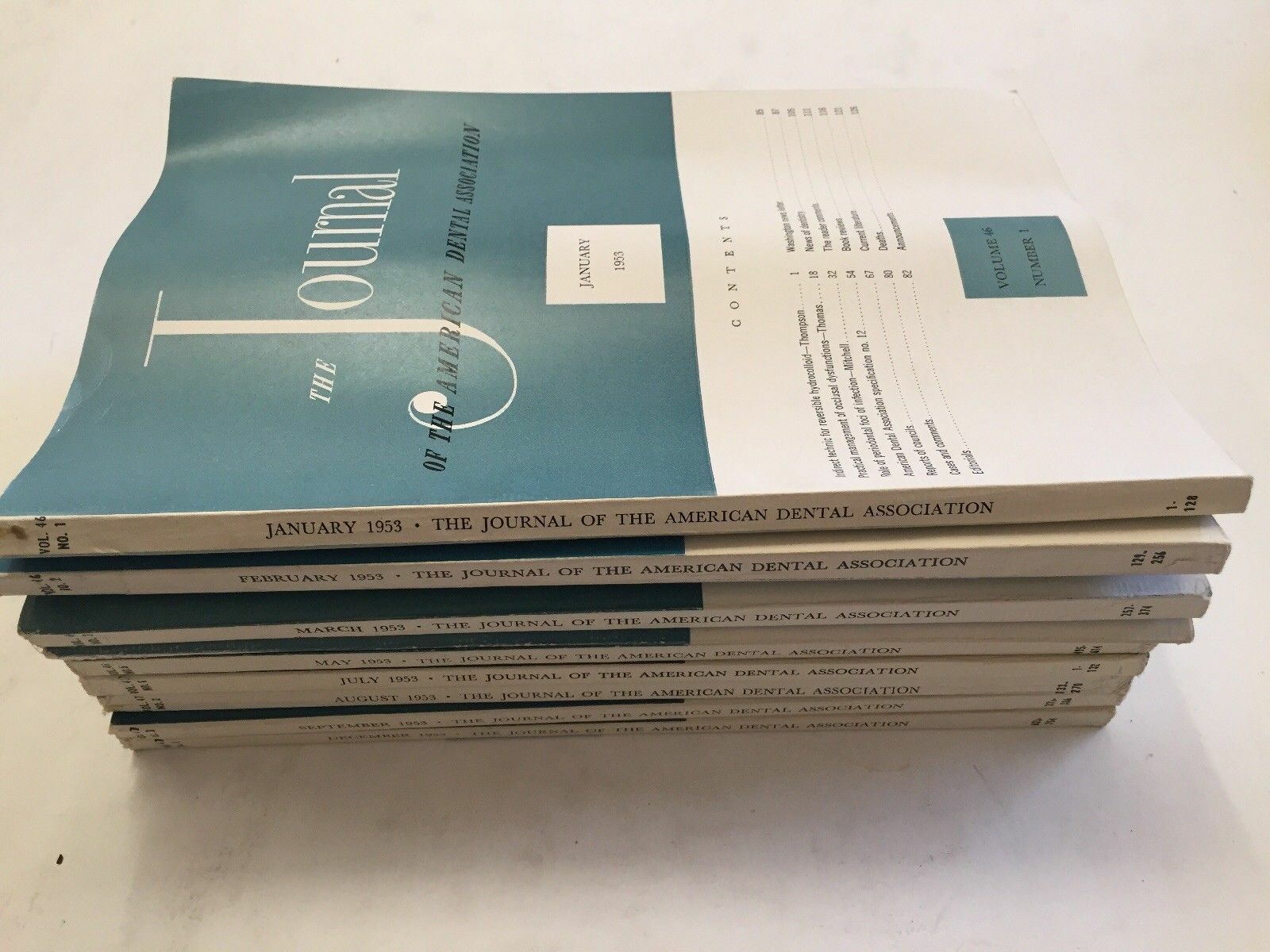 1953 Set 9 Issues Vol. 46 & 47 Journal Of American Dental Association