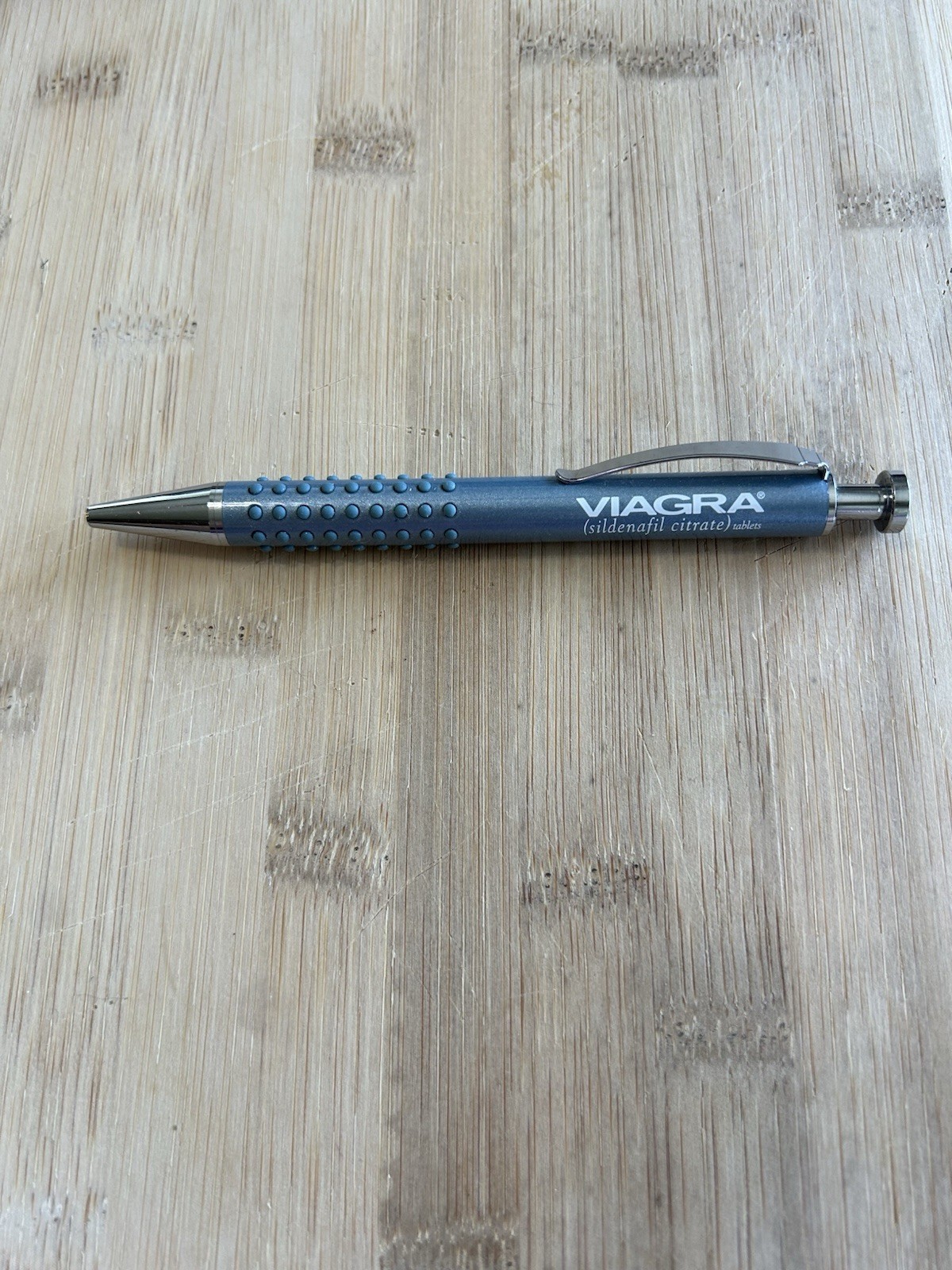 VIAGRA Heavy Metal Pen Pharmaceutical Rep Promo Blue Gray Silver Vintage – Works
