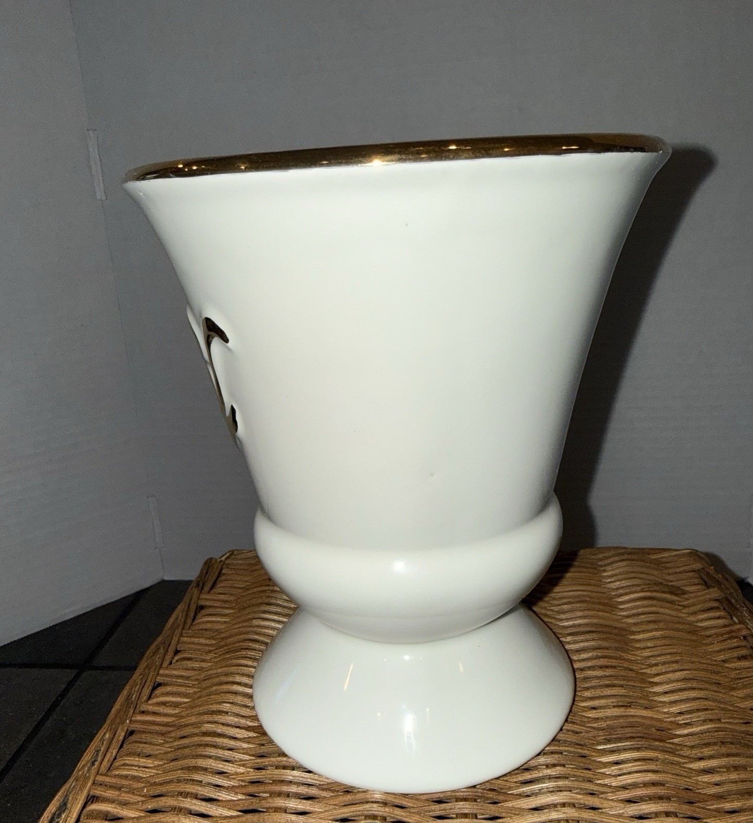 Vintage 1940’s Owens Illinois Stoneware RX Pharmacy Mortar No Pestle Vase